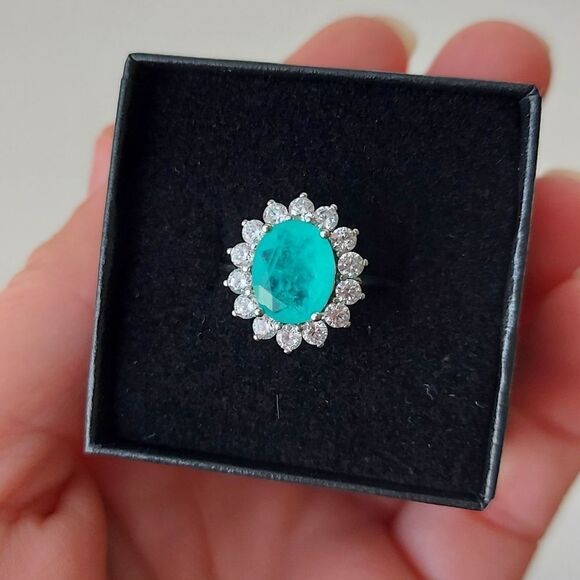 925 Silver Paraiba Tourmaline Ring - Picture 8 of 11